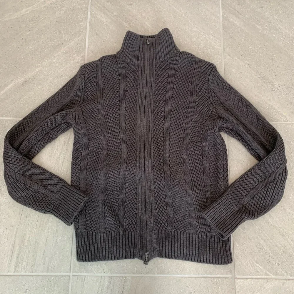 $225 BANANA REPUBLIC Mens Heavyweight Cable Knit Full Zip Cardigan Sweater - M
